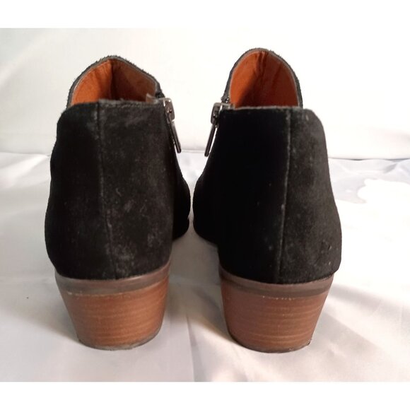Lucky Brand Fenley Black Suede Cut Out Ankle Booties Women’s 10 Leather - Picture 2 of 12